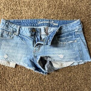 Light Blue Distressed Denim Shorts